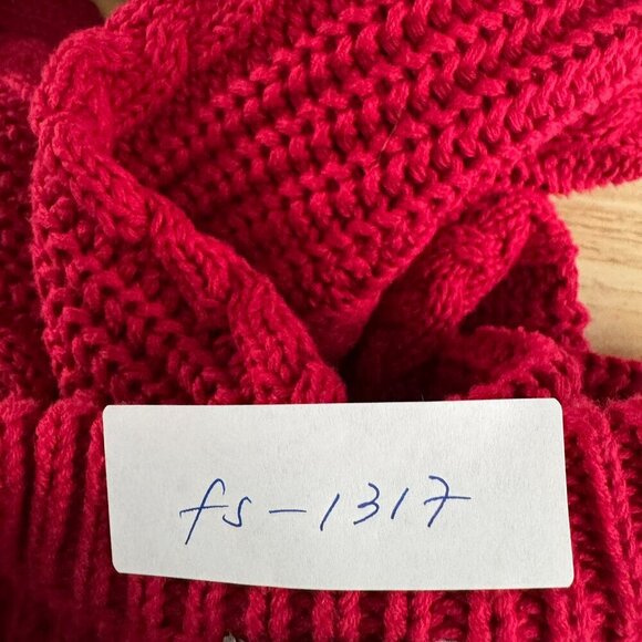 L.L. Bean Fisherman Sweater Womens Large Red Cable Knit‎ Cotton Chunky FS-1317 - Picture 2 of 8
